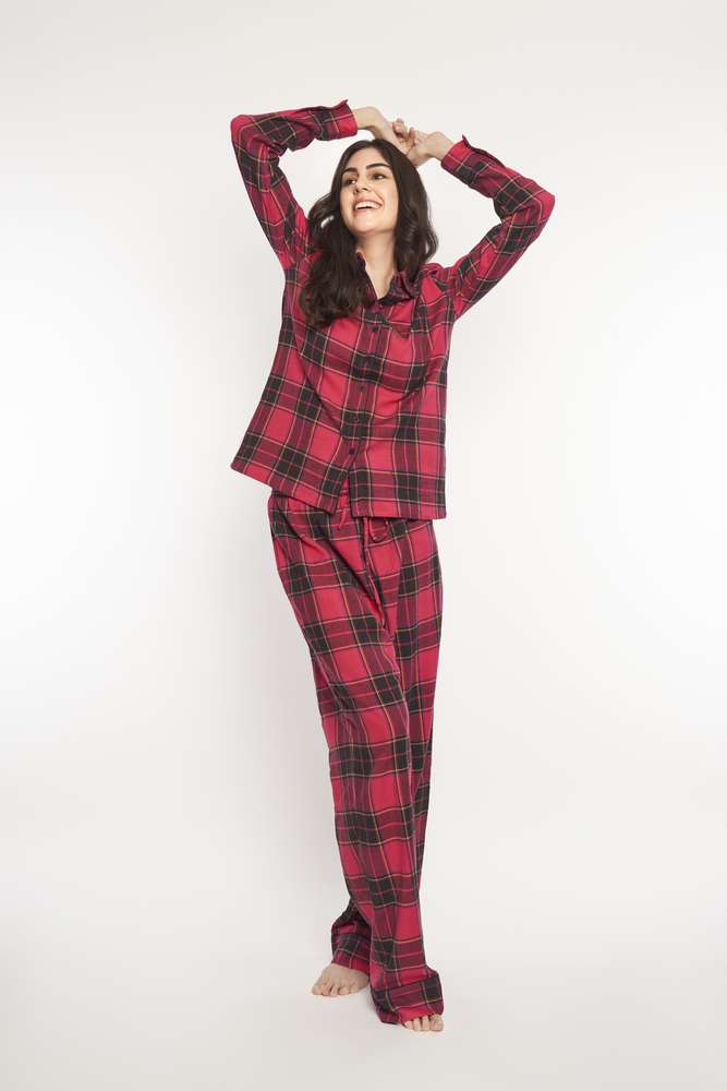 Red Pj Rexture Red Checked PJ Set